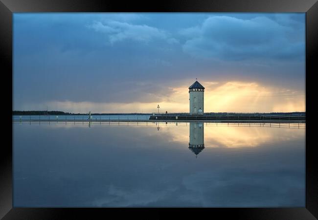 Cloudscape reflections at sunset in Brightlingsea  Framed Print by Tony lopez