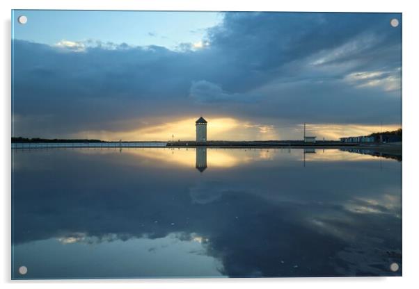 Sunset cloudscape colours and reflections over Brightlingsea tidal pool  Acrylic by Tony lopez
