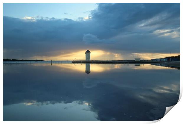 Sunset cloudscape colours and reflections over Brightlingsea tidal pool  Print by Tony lopez