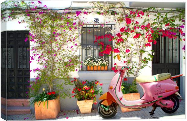 Mediterranean Scooter Canvas Print by Alison Chambers