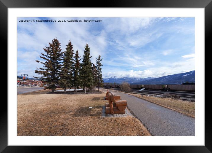 Jasper Alberta View Of Trains And Snowy capped Mou Framed Mounted Print by rawshutterbug 