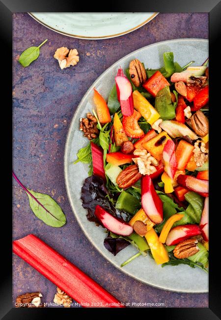 Spring salad with rhubarb, greens and nuts. Framed Print by Mykola Lunov Mykola