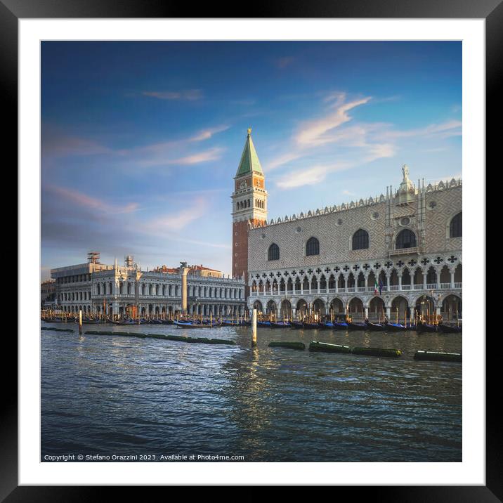 Venice at dawn, Piazza San Marco from the sea Framed Mounted Print by Stefano Orazzini