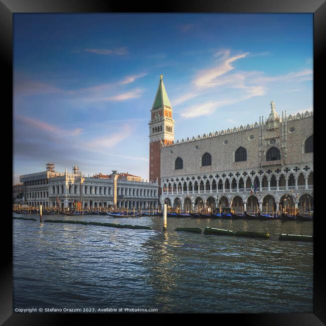 Venice at dawn, Piazza San Marco from the sea Framed Print by Stefano Orazzini