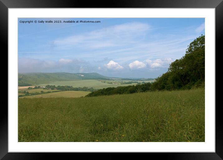 Sea mist over South Downs Framed Mounted Print by Sally Wallis