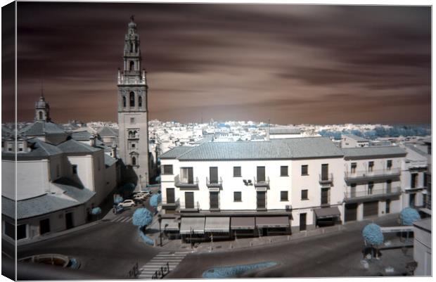 Saint Peter street with the church tower. Carmona. Seville Canvas Print by Jose Manuel Espigares Garc