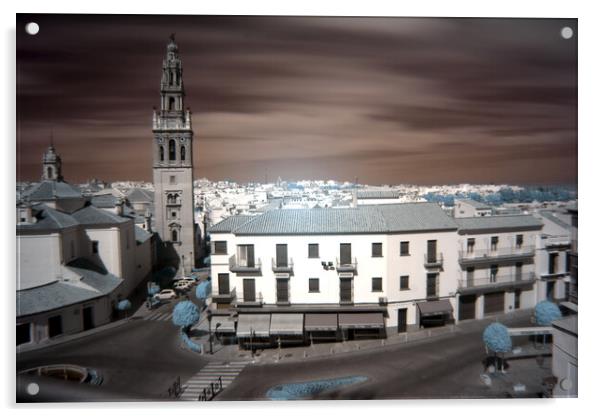 Saint Peter street with the church tower. Carmona. Seville Acrylic by Jose Manuel Espigares Garc