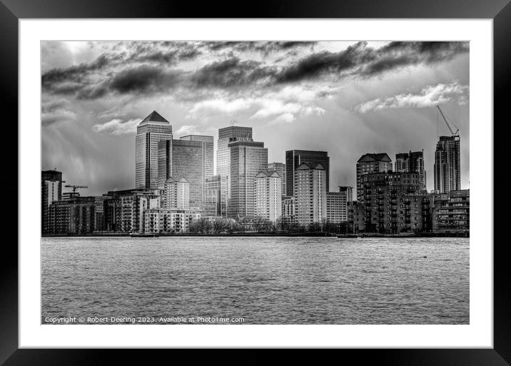 Canary Wharf FRom Across The Thames Framed Mounted Print by Robert Deering