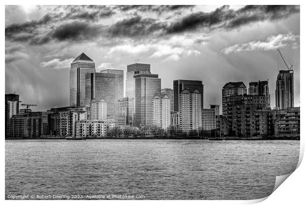 Canary Wharf FRom Across The Thames Print by Robert Deering