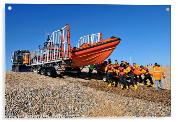 Walmer Lifeboat Recovery Acrylic by Robert Deering