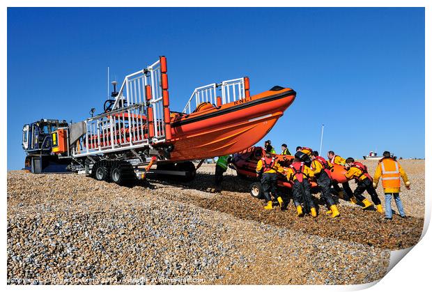 Walmer Lifeboat Recovery Print by Robert Deering