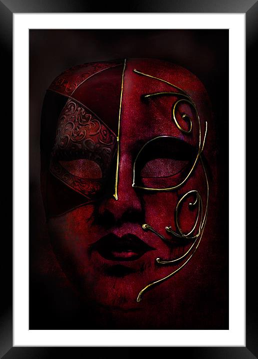 Red Masque Framed Mounted Print by Ann Garrett
