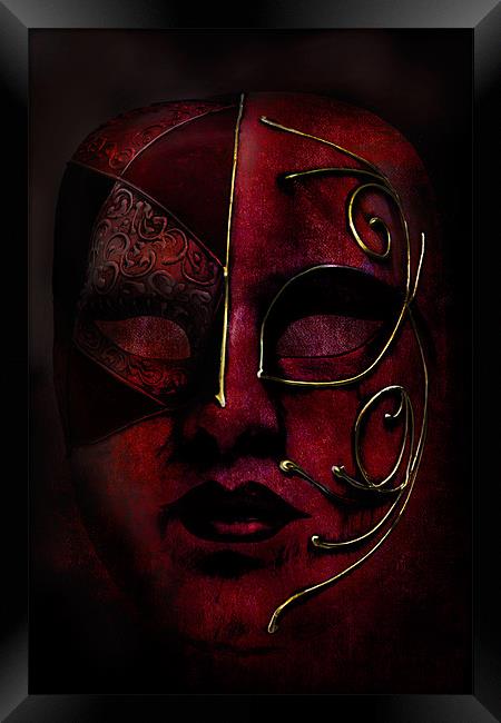Red Masque Framed Print by Ann Garrett