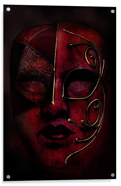 Red Masque Acrylic by Ann Garrett