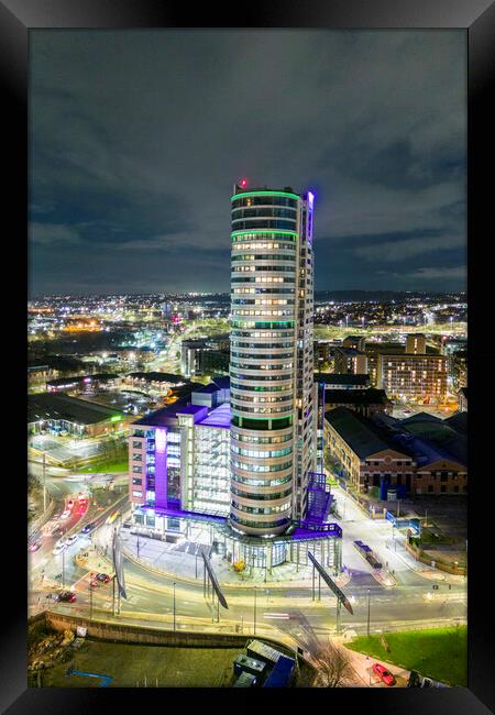 Bridgewater Place At Night Framed Print by Apollo Aerial Photography