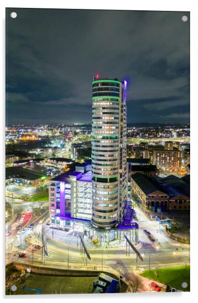 Bridgewater Place At Night Acrylic by Apollo Aerial Photography