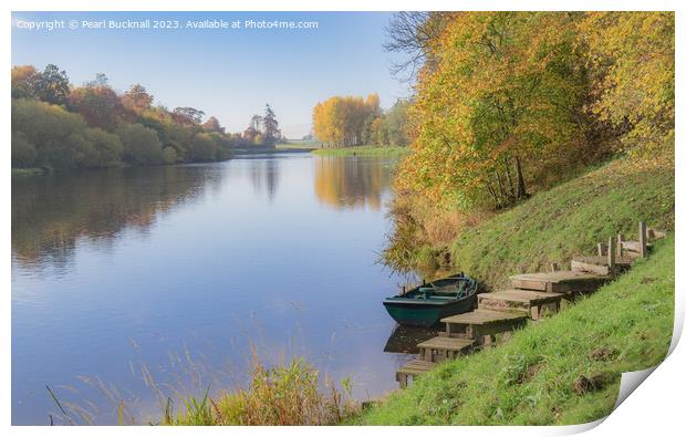 River Tweed in Autumn Scottish Borders Scotland Print by Pearl Bucknall