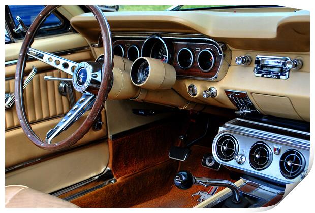 Ford Mustang Sports Car Interior Print by Andy Evans Photos