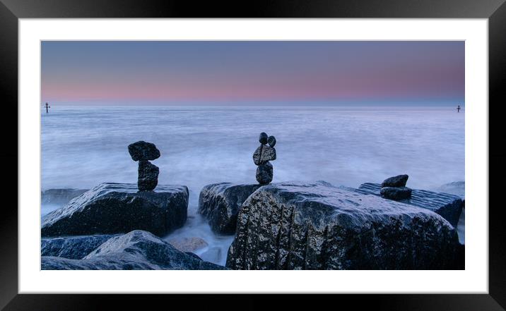 Stone Stack in the sea Framed Mounted Print by robert walkley