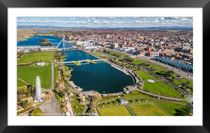Southport Marine Lake and Townscape. Framed Mounted Print by Phil Longfoot