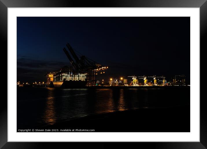 Harwich's Illuminated Port Nightfall Framed Mounted Print by Steven Dale