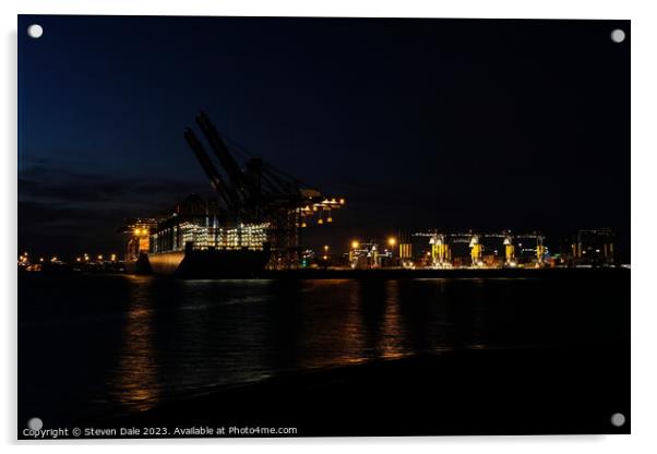 Harwich's Illuminated Port Nightfall Acrylic by Steven Dale