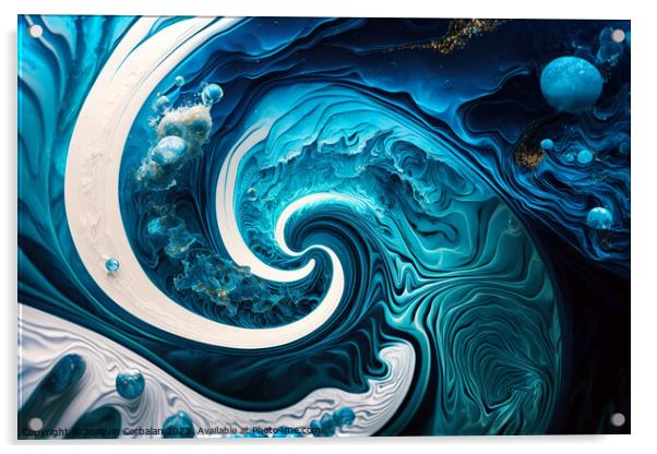 Beautiful artistic abstract creation of soothing blue wavy tones Acrylic by Joaquin Corbalan