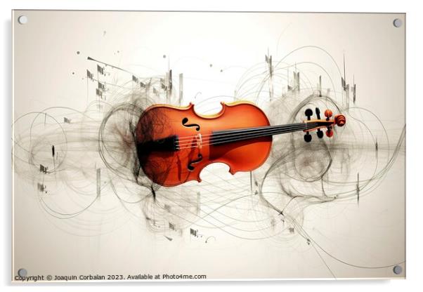 An artistic illustration of a violin surrounded by inspiring abs Acrylic by Joaquin Corbalan