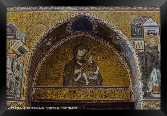 Madonna and Child - Monreale Framed Print by Laszlo Konya