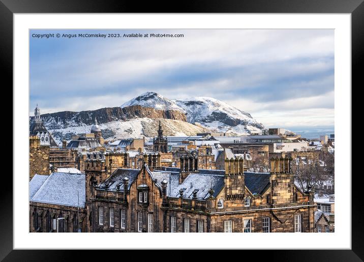 Salisbury Crags and Arthur’s Seat in snow Framed Mounted Print by Angus McComiskey