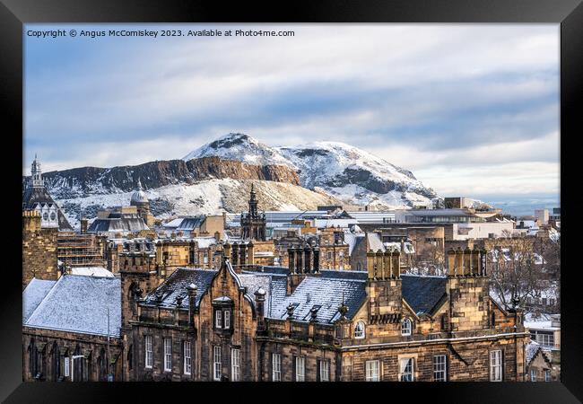 Salisbury Crags and Arthur’s Seat in snow Framed Print by Angus McComiskey