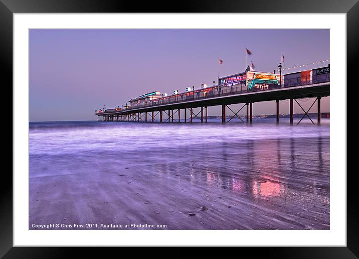 Paignton Pier Sunset Framed Mounted Print by Chris Frost