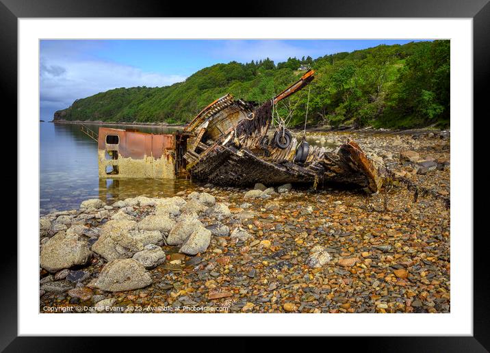 Old Wreck Framed Mounted Print by Darrell Evans