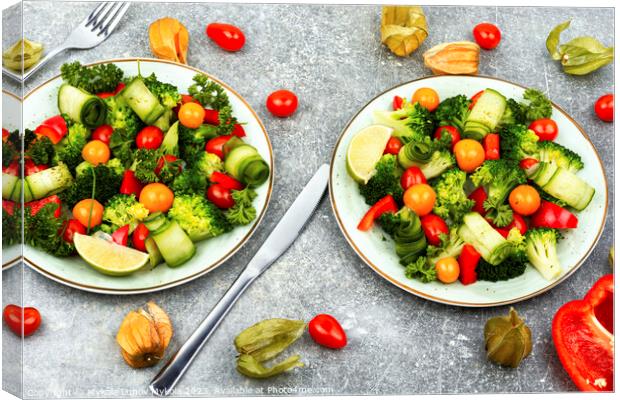 Light vegetable salad, homemade food. Canvas Print by Mykola Lunov Mykola