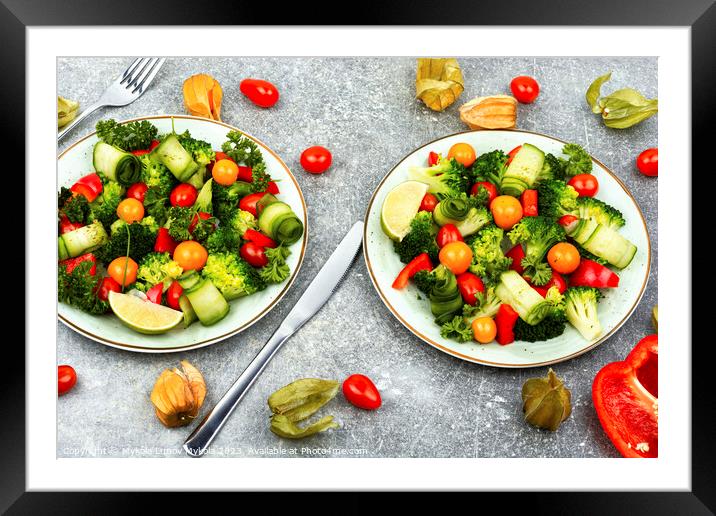 Light vegetable salad, homemade food. Framed Mounted Print by Mykola Lunov Mykola