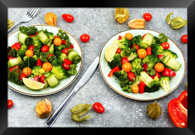 Light vegetable salad, homemade food. Framed Print by Mykola Lunov Mykola