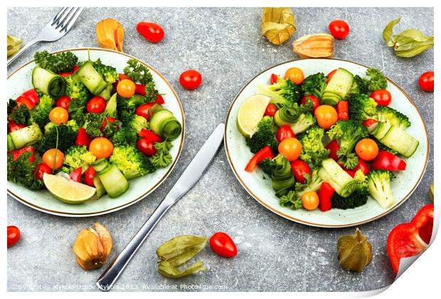 Light vegetable salad, homemade food. Print by Mykola Lunov Mykola