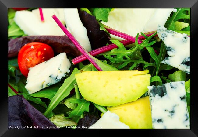 Fresh vegetable salad with cheese Framed Print by Mykola Lunov Mykola