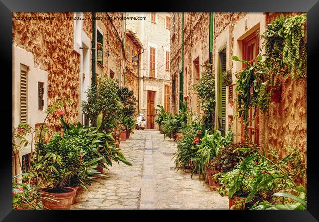 A Street in Fornalutx Village Framed Print by Peter F Hunt