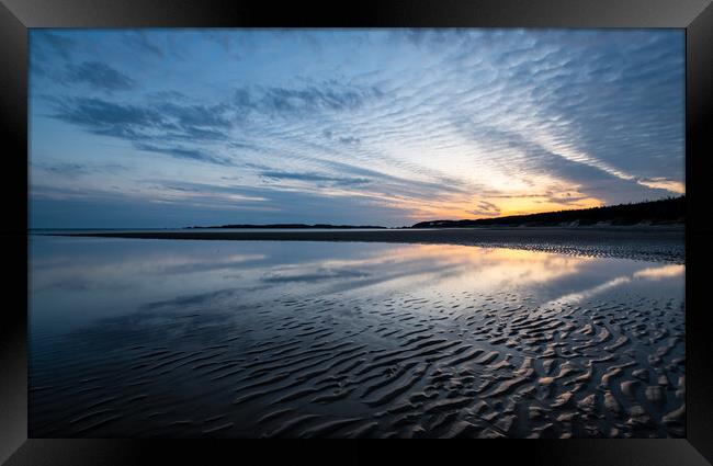 Sunset on Newborough beach, Anglesey Framed Print by Andrew Kearton