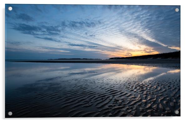 Sunset on Newborough beach, Anglesey Acrylic by Andrew Kearton