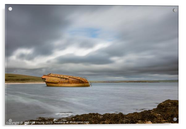 Sunken Ship The Reginald, Scapa Flow, Orkney, Scot Acrylic by Stephen Young
