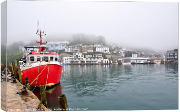 Fishing Boat at Looe on a misty morning  Canvas Print by Rosie Spooner