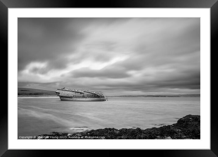 Sunken Ship The Reginald, Scapa Flow, Orkney, Scot Framed Mounted Print by Stephen Young