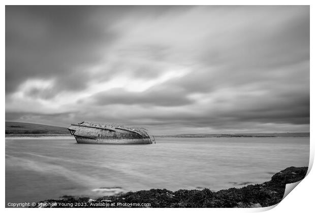 Sunken Ship The Reginald, Scapa Flow, Orkney, Scot Print by Stephen Young