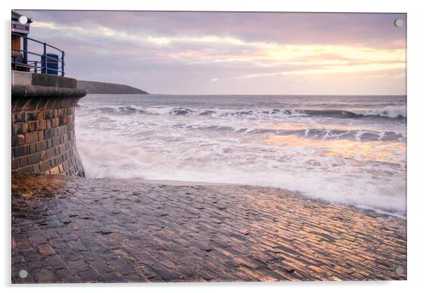 Filey: Subdued Sunrise at High Tide Acrylic by Tim Hill