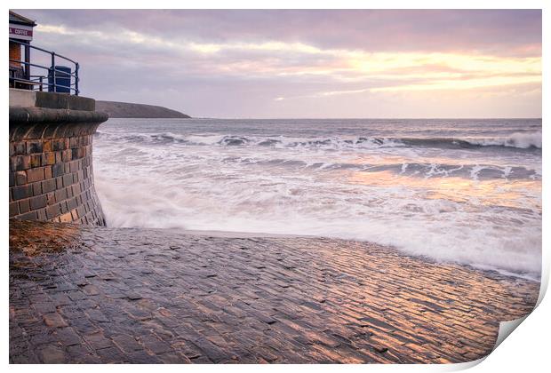 Filey: Subdued Sunrise at High Tide Print by Tim Hill
