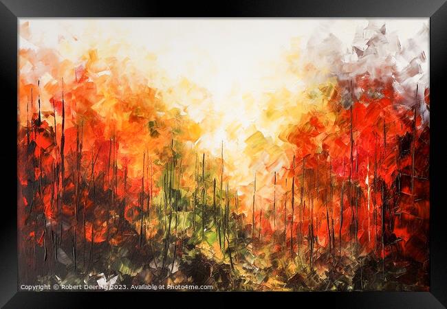 burning forest Framed Print by Robert Deering