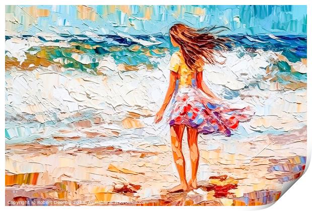 Girl In The Surf Print by Robert Deering