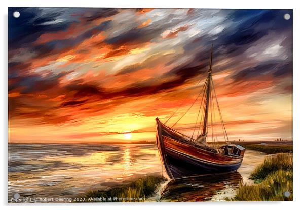 Sunset Mooring Acrylic by Robert Deering
